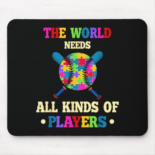 Autismus-Bewusstsein Arten Puzzle Baseballspieler Mousepad (Vorne)