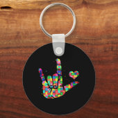 Autismus Bewusstsein ASL Liebe Gebärdensprache Puz Schlüsselanhänger (Rückseite)