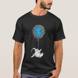 Autismus-Bewusstsein-Astronaut Mond Blau Puzzle Ki T-Shirt