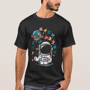 Autismus-Bewusstsein Astronaut Puzzle Ballon Raum T-Shirt