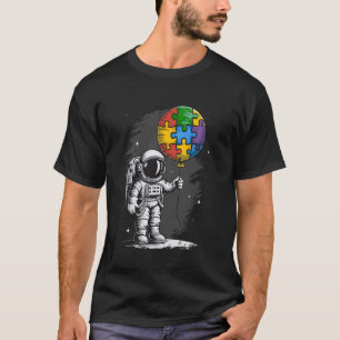 Autismus-Bewusstsein Astronaut Rätsel Ballon Raum  T-Shirt