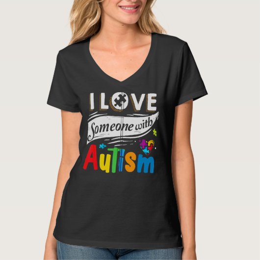 Autismus Bewusstsein Autismus Mama I Liebe Jemand T-Shirt (Vorderseite)