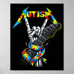 Autismus-Bewusstsein Autismus Skelett Gitarrespiel Poster