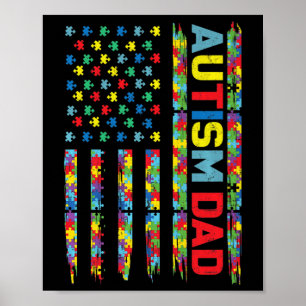 Autismus Bewusstsein Autismus Vater Amerika Flagge Poster