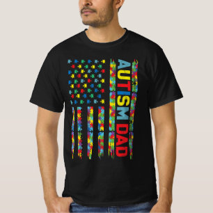 Autismus Bewusstsein Autismus Vater Amerika Flagge T-Shirt