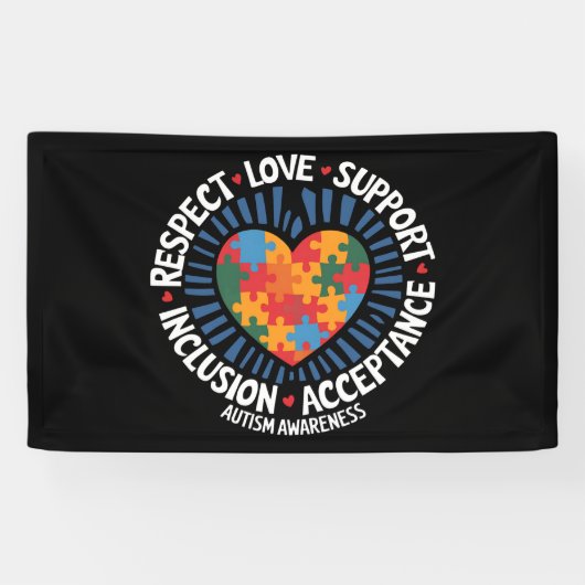 Autismus Bewusstsein Autistische Achtung Liebe Unt Banner (Horizontal)