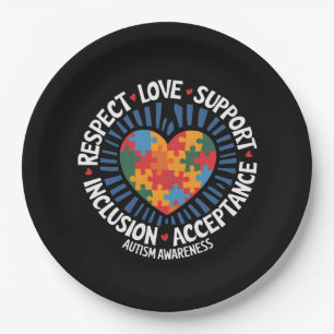 Autismus Bewusstsein Autistische Achtung Liebe Unt Pappteller