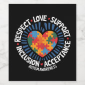 Autismus Bewusstsein Autistische Achtung Liebe Unt Weinetikett (Einzelnes Label)