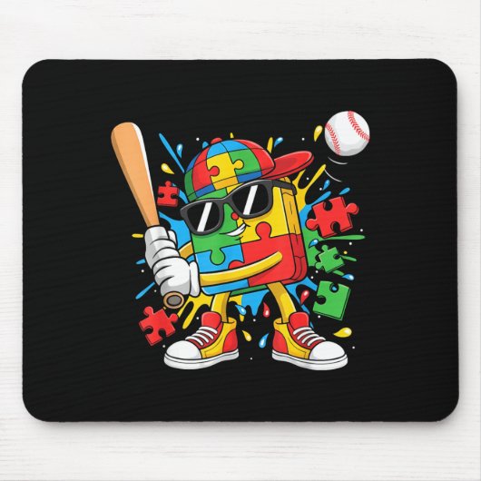Autismus-Bewusstsein Baseball-Drip-Eiscreme-Puzzle Mousepad (Vorne)