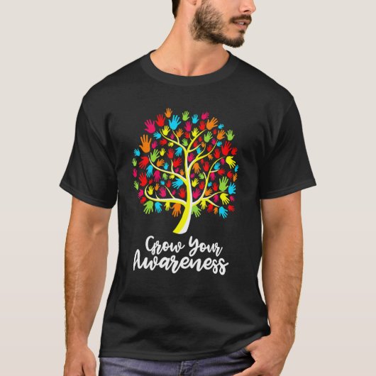 Autismus-Bewusstsein Baum Wachsen Sie Ihr Bewussts T-Shirt (Vorderseite)