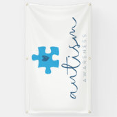 Autismus-Bewusstsein blaues Puzzleteil Herz Banner (Vertikal)