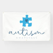 Autismus-Bewusstsein blaues Puzzleteil Herz Banner (Horizontal)