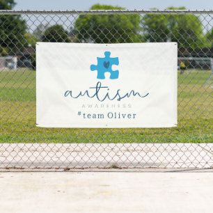Autismus-Bewusstsein blaues Puzzleteil #Team Name Banner