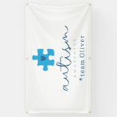 Autismus-Bewusstsein blaues Puzzleteil #Team Name Banner (Vertikal)