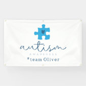 Autismus-Bewusstsein blaues Puzzleteil #Team Name Banner (Horizontal)