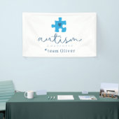 Autismus-Bewusstsein blaues Puzzleteil #Team Name  Banner (Messeveranstaltung)