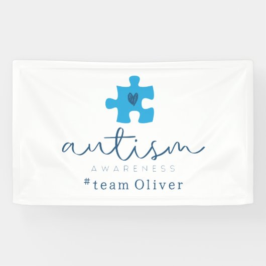 Autismus-Bewusstsein blaues Puzzleteil #Team Name  Banner (Horizontal)