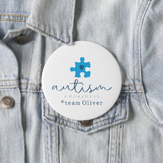 Autismus-Bewusstsein blaues Puzzleteil #Team Name  Button (Beispiel)