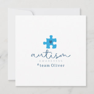 Autismus-Bewusstsein blaues Puzzleteil #Team Name Einladung