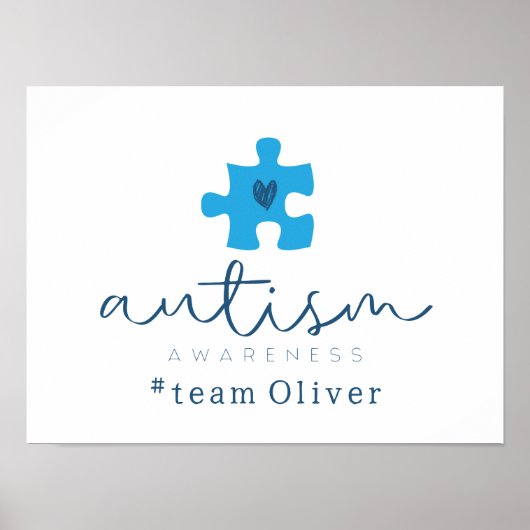 Autismus-Bewusstsein blaues Puzzleteil #Team Name  Poster (Vorne)