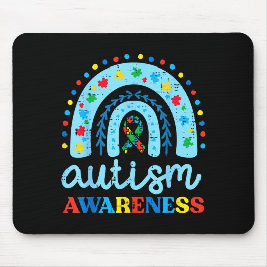 Autismus-Bewusstsein Blaues Regenbogenband Asd Jun Mousepad (Vorne)