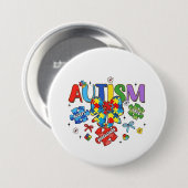 Autismus Bewusstsein Bow Coquette Puzzle Piece Neu Button (Vorne & Hinten)
