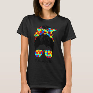 Autismus-Bewusstsein-Bun-Sonnenbrille-Mutter-Fraue T-Shirt