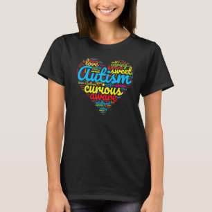 Autismus-Bewusstsein Buntes Autismus-Merkmale Herz T-Shirt