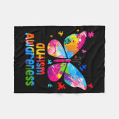Autismus-Bewusstsein Buntes Schmetterling-Puzzle Fleecedecke (Vorderseite (Horizontal))
