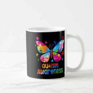Autismus-Bewusstsein Buntes Schmetterlings-Puzzle  Kaffeetasse