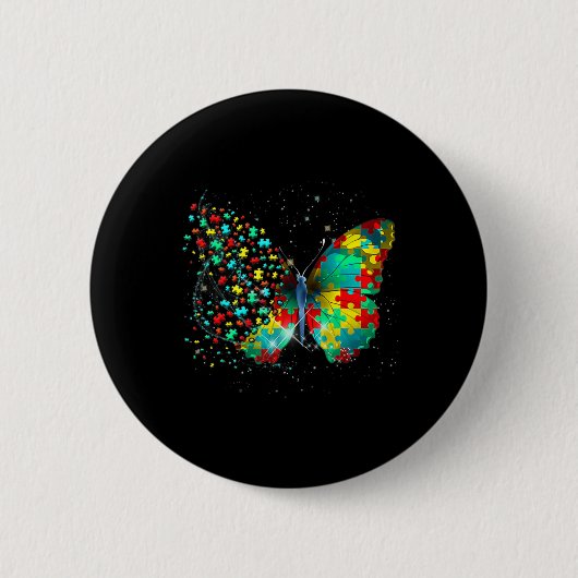 Autismus Bewusstsein Butterfly Peace Lover Geschen Button (Vorderseite)