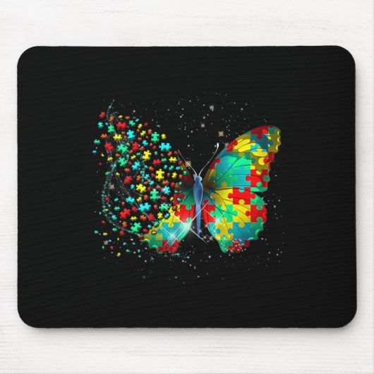 Autismus Bewusstsein Butterfly Peace Lover Geschen Mousepad (Vorne)