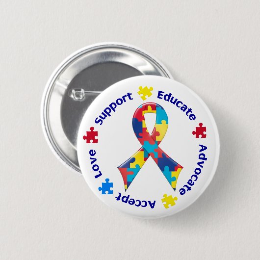 Autismus-Bewusstsein Button (Vorne & Hinten)