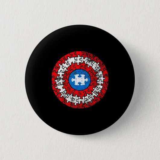Autismus-Bewusstsein Captain-Shirt Unterstützen Au Button (Vorderseite)
