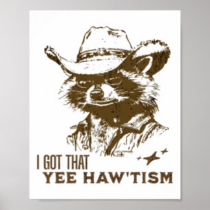 Autismus Bewusstsein Cowboy Raccoon Ich Got, dass Poster