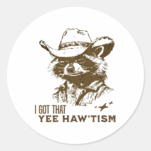 Autismus Bewusstsein Cowboy Raccoon Ich Got, dass Runder Aufkleber