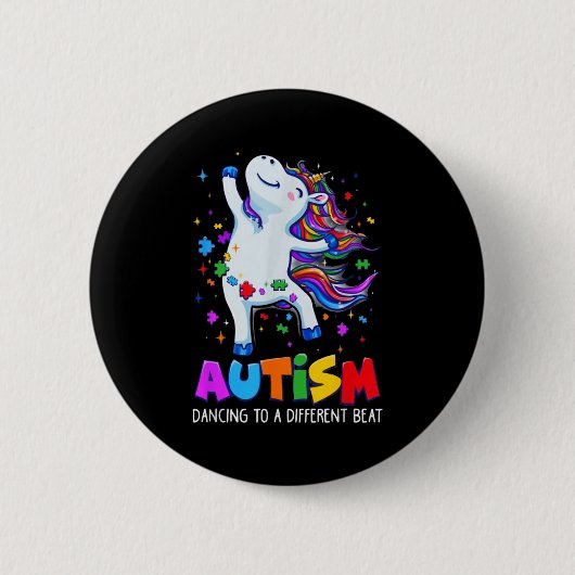 Autismus-Bewusstsein Dabbing Einhorn Puzzle Teil K Button (Vorderseite)
