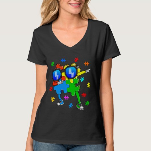 Autismus Bewusstsein Dabbing Puzzle Stück T-Shirt (Vorderseite)