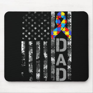 Autismus-Bewusstsein Dad USA-Flagge Vatertag 1 Mousepad