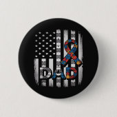 Autismus-Bewusstsein Dad USA-Flagge Vatertag Button (Vorderseite)