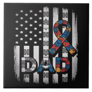 Autismus-Bewusstsein Dad USA-Flagge Vatertag Fliese