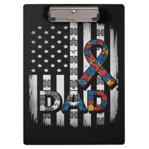 Autismus-Bewusstsein Dad USA-Flagge Vatertag Klemmbrett