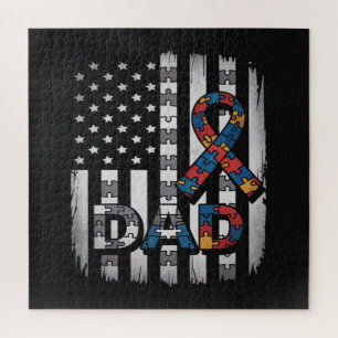 Autismus-Bewusstsein Dad USA-Flagge Vatertag Puzzle