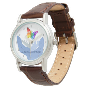 Autismus-Bewusstsein, das einen Schmetterling Armbanduhr