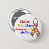 Autismus-Bewusstsein Dayu Button (Vorne & Hinten)