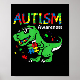 Autismus-Bewusstsein Dino T-Rex Puzzle Lustiger Di Poster