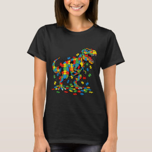 Autismus-Bewusstsein Dinosaurier farbenfrohes Puzz T-Shirt