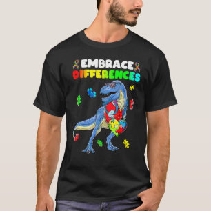 Autismus-Bewusstsein Dinosaurier Herz-Puzzleteil J T-Shirt