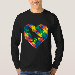 Autismus Bewusstsein Dinosaurier Puzzle Herz T-Shirt