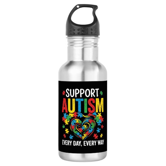 Autismus-Bewusstsein Edelstahlflasche (Vorderseite)